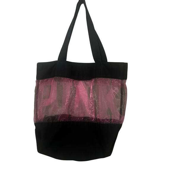 Victoria's Secret Pink Handbags - Victorias Secret PINK Large Canvas and Mesh Tote Bag